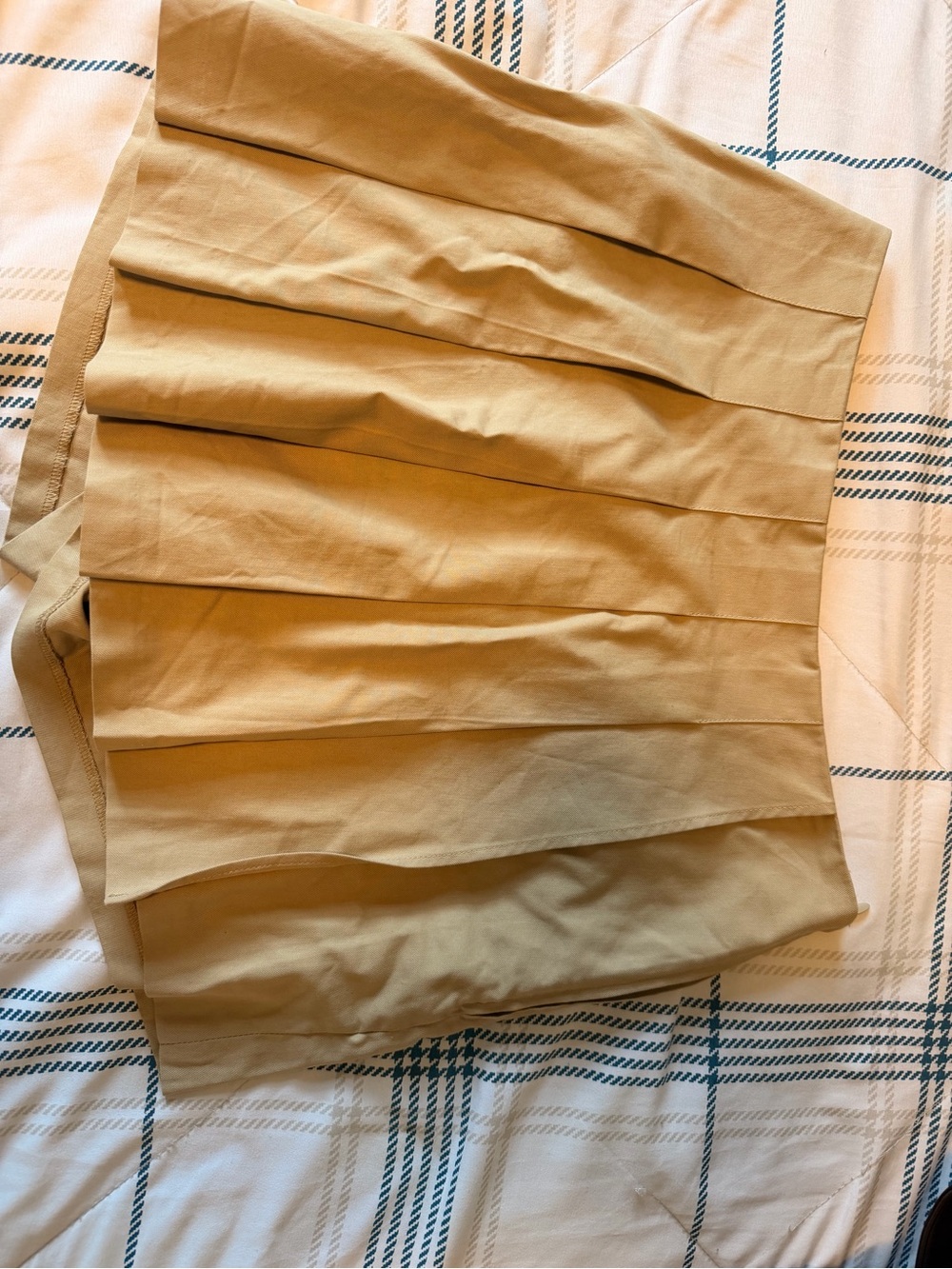 Pleated Mini Skirt in Khaki